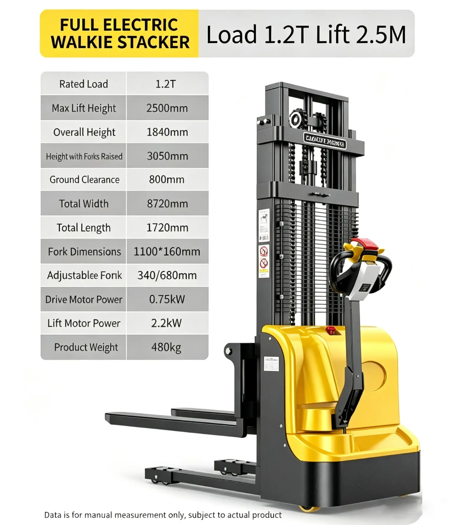 1,2T teljes elektromos walkie-halmozó